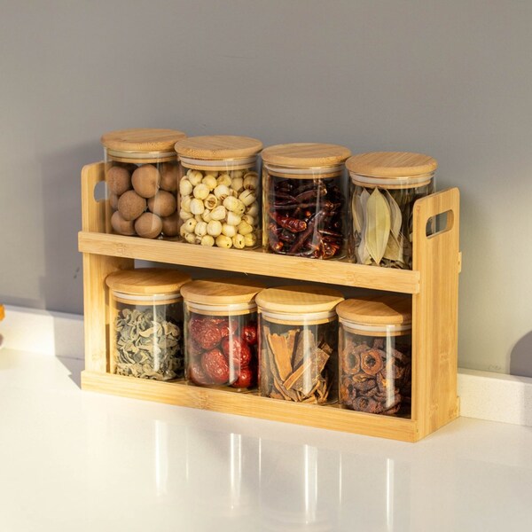 Basicwise Kitchen Stuff, Bamboo, Beige, 14 in W, 8.75 in H, 3.75 in L - QI004706.8