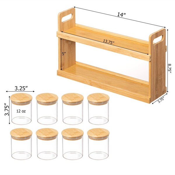 Basicwise Kitchen Stuff, Bamboo, Beige, 14 in W, 8.75 in H, 3.75 in L - QI004706.8