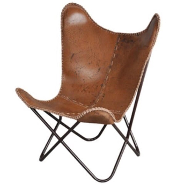 Fashion N You Anti-Brown Leather Butterfly Chair - H-1148