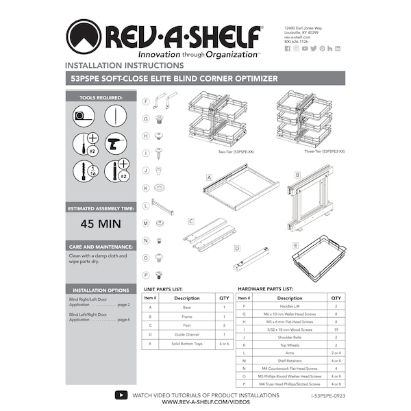 Rev-A-Shelf Steel, Gray, 26.4 in W, 26.5 in H, 20.4 in L, Gray - 53PSPE3-15SC-GR