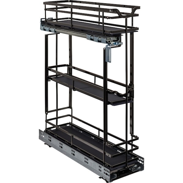 Hardware Resources 5" Polished Chrome STORAGE WITH STYLE Metal "No Wiggle" Base Pullout, Preassembled - SWS-BPO5BN
