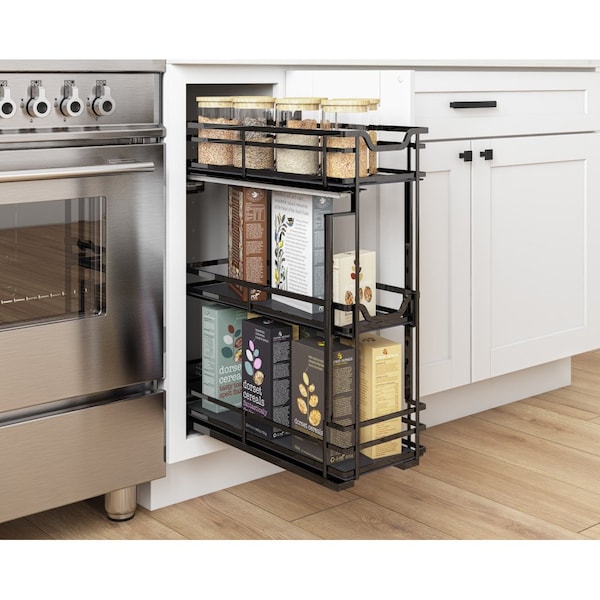 Hardware Resources 5" Polished Chrome STORAGE WITH STYLE Metal "No Wiggle" Base Pullout, Preassembled - SWS-BPO5BN
