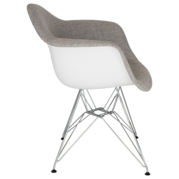 Leisuremod Willow Fabric Eiffel Accent Chair with Chrome Base, Grey, 2PK - WM24GRT2