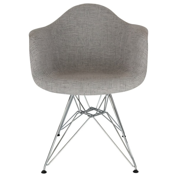 Leisuremod Willow Fabric Eiffel Accent Chair with Chrome Base, Grey, 2PK - WM24GRT2