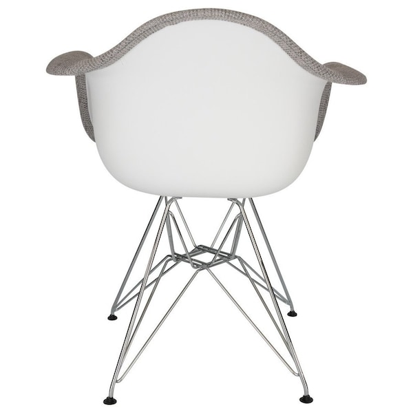 Leisuremod Willow Fabric Eiffel Accent Chair with Chrome Base, Grey, 2PK - WM24GRT2