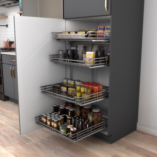 Hardware Resources 27" Black Nickel STORAGE WITH STYLE Metal Soft-close Pullout Basket - SWS-WB273BN
