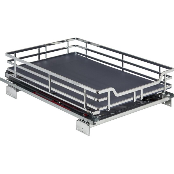 Hardware Resources 15" Polished Chrome STORAGE WITH STYLE Metal Soft-close Pullout Basket - SWS-WB153PC