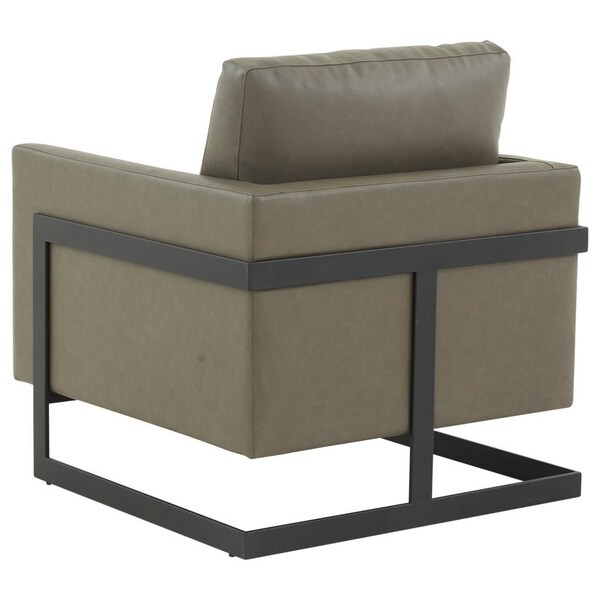 Leisuremod Lincoln Leather Accent Armchair with Black Frame, Grey - LAB31GR-L
