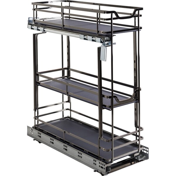 Hardware Resources 8" Black Nickel STORAGE WITH STYLE Metal "No Wiggle" Base Pullout, Preassembled - SWS-BPO8BN