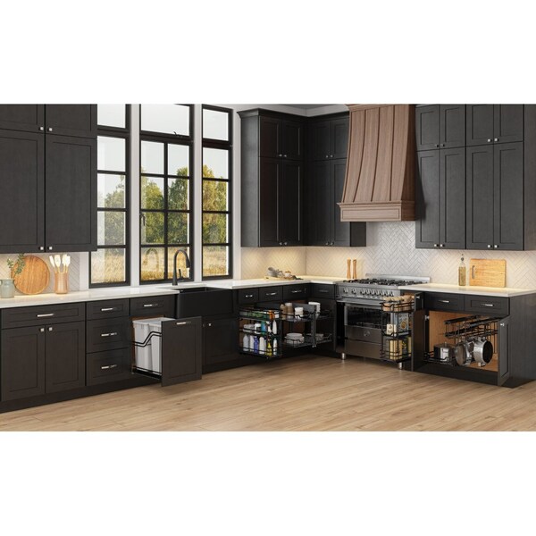 Hardware Resources 8" Black Nickel STORAGE WITH STYLE Metal "No Wiggle" Base Pullout, Preassembled - SWS-BPO8BN