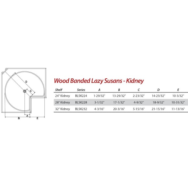 Hardware Resources 28" Kidney Two-Shelf Banded Wood Lazy Susan Set - BLSK228-SET