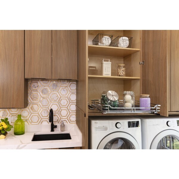 Hardware Resources 27" Polished Chrome STORAGE WITH STYLE Metal Soft-close Pullout Basket - SWS-WB273PC