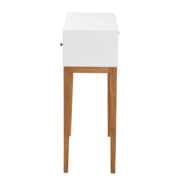 Baxton Studio Odile Mid-Century Modern Honey Brown Finished Bayur Wood Console Table with Fluted-designed Drawer - 227-12894-ZORO