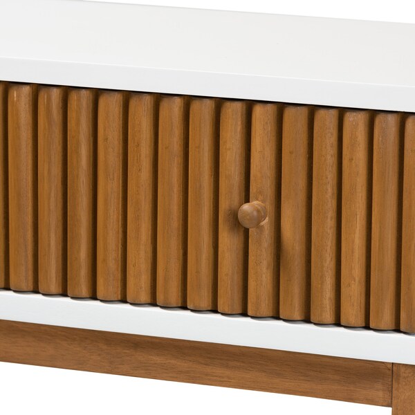 Baxton Studio Odile Mid-Century Modern Honey Brown Finished Bayur Wood Console Table with Fluted-designed Drawer - 227-12894-ZORO