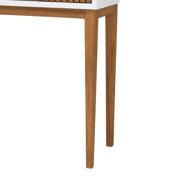 Baxton Studio Odile Mid-Century Modern Honey Brown Finished Bayur Wood Console Table with Fluted-designed Drawer - 227-12894-ZORO