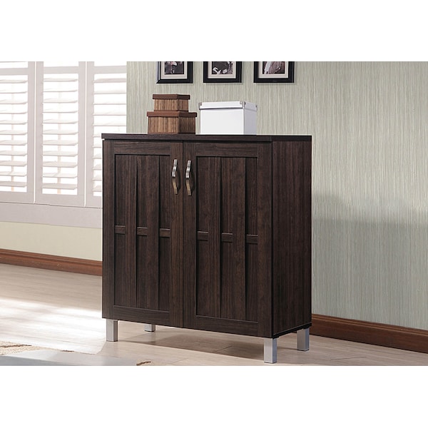 Baxton Studio Excel Modern and Contemporary Dark Brown Sideboard Storage Cabinet - 119-6498