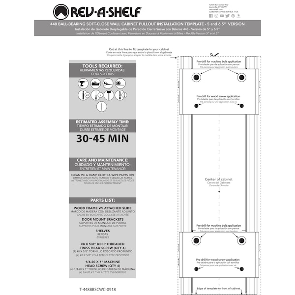 Rev-A-Shelf Maple Veneer, Light Brown, 6.5 in W, 26.15 in H, 10.75 in D, 10.75 in L, Light Brown - 448-BBSCWC-6C