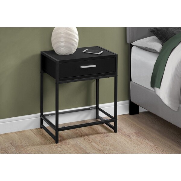 Homeroots 22.25 in. Black MDFBlack Metal & Tempered Glass Accent Table - 333242