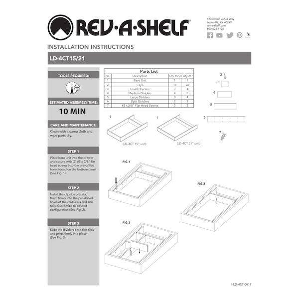 Rev-A-Shelf Maple Veneer, Light Brown, 15.38 in W, 2.5 in H, 19.13 in D, 19.13 in L, Light Brown - LD-4CT21-1