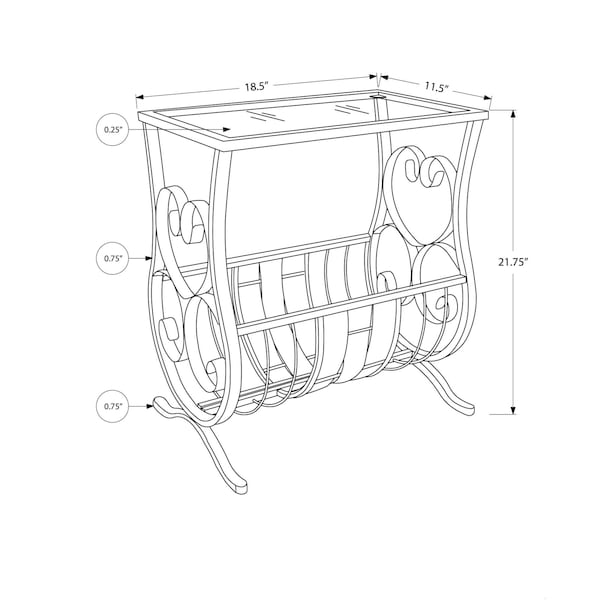 Homeroots 21.75 in. Metal & Clear Tempered Glass Accent Table - 333158