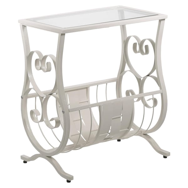 Homeroots 21.75 in. Metal & Clear Tempered Glass Accent Table - 333158