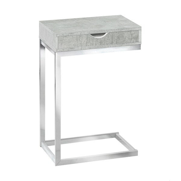 Homeroots 24.5 in. Grey Cement Particle Board & Chromed Metal Accent Table - 333170