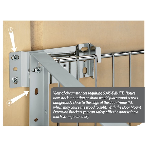 Rev-A-Shelf Steel, Silver, 1.5 in W, 8 in H, 2.15 in D, 2.15 in L, Silver - 5345-DM-KIT-1