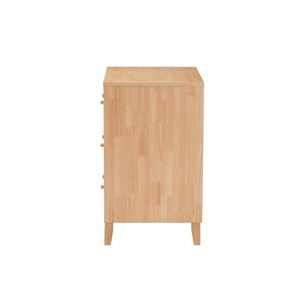 Baxton Studio Hosea Japandi Carved Honeycomb Natural 3-Drawer Chest - 246-13623-ZORO