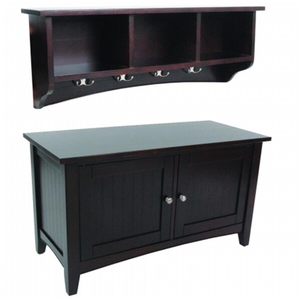 Deluxdesigns Shaker Cottage Storage Bench & Coat Hook With Storage- Espresso - DE2797625