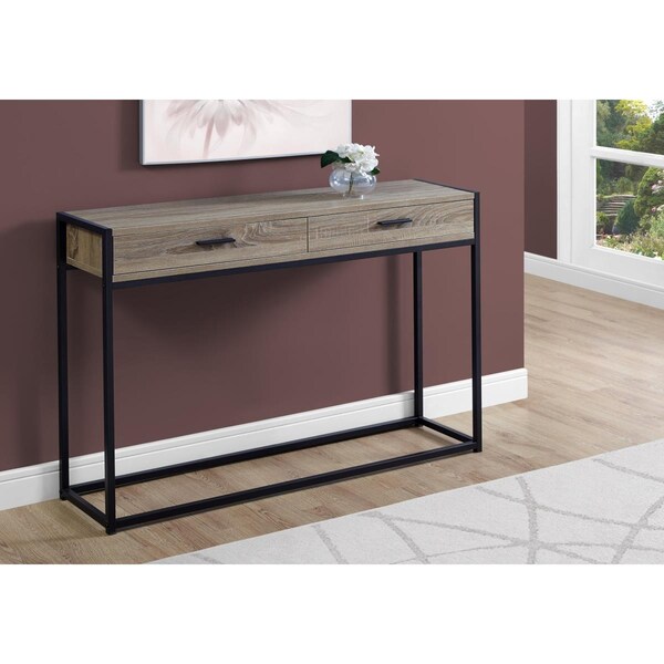 Gfancy Fixtures 32 in. Dark Taupe MDF & Black Metal Accent Table - GF3655591