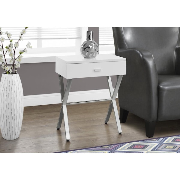 Gfancy Fixtures 22.25 in. Particle Board & Chrome Metal Accent Table - GF3094715