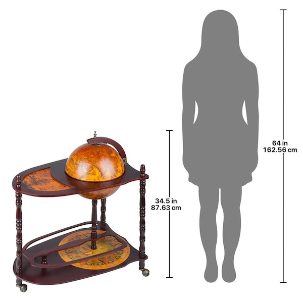 Design Toscano Old World Extended Shelf Italian Replica Globe Bar Cart - SJ33035