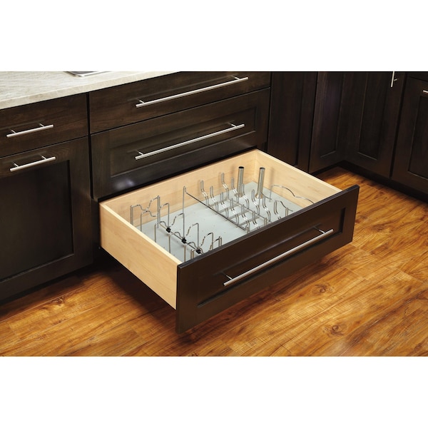 Rev-A-Shelf Accessory, Steel, Silver, 5.25 in W, 5.5 in H, 16.88 in D, 16.88 in L, Silver - 5DLD-1-CR
