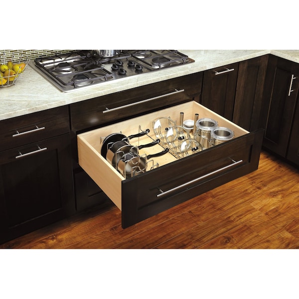 Rev-A-Shelf Accessory, Steel, Silver, 7.75 in W, 7.75 in H, 15.25 in D, 15.25 in L, Silver - 5DCD-1-CR