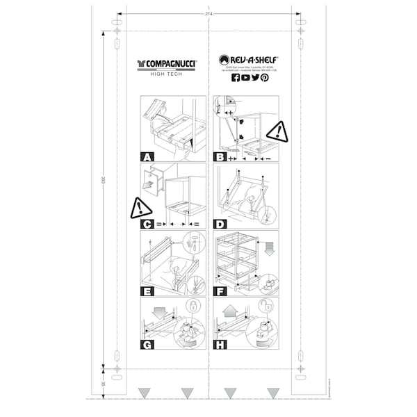 Rev-A-Shelf Aluminum, Silver, 10.76 in W, 19.02 in H, 18 in D, 18 in L, Silver - 5349-15DM18-1