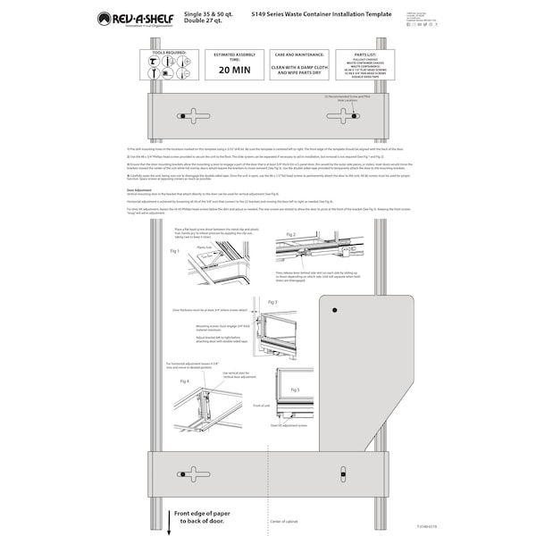 Rev-A-Shelf Aluminum, Silver, 12.13 in W, 19.81 in H, 22 in D, 22 in L, Silver - 5149-1527DM-217