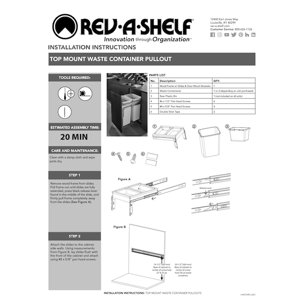 Rev-A-Shelf Maple Veneer, Light Brown, 16.5 in W, 17.75 in H, 22.625 in D, 22.63 in L, Light Brown - 4WCTM-1850DM2-419-FL