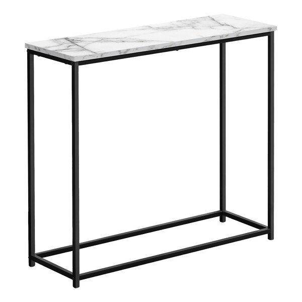 Monarch Specialties Accent Table, Console, Entryway, Narrow, Sofa, Living Room, Bedroom, White Marble Look Laminate - I 2255
