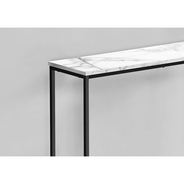 Monarch Specialties Accent Table, Console, Entryway, Narrow, Sofa, Living Room, Bedroom, White Marble Look Laminate - I 2255