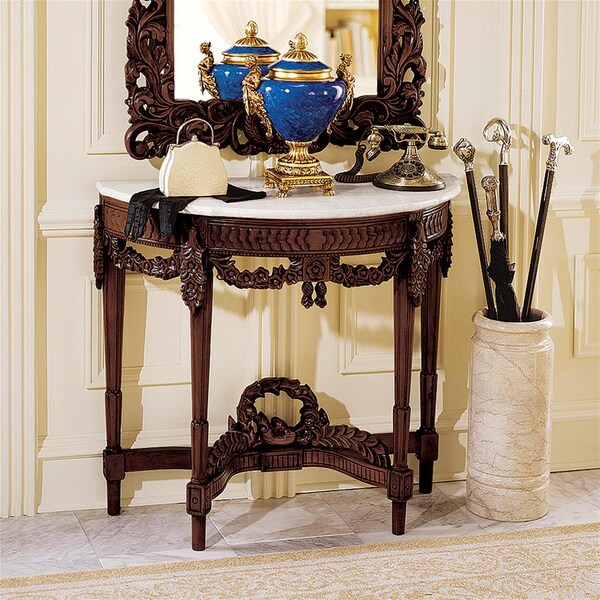 Design Toscano Chateau Gallet Marble-Topped Hardwood Console Table - DY4047