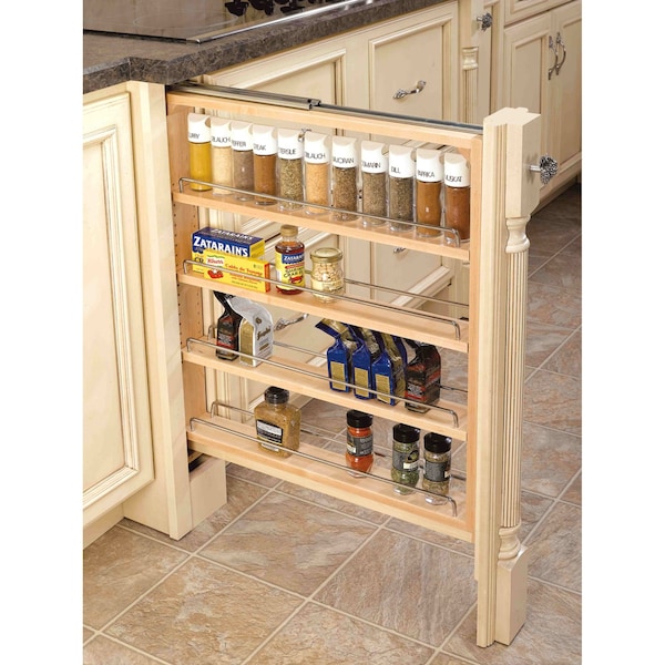 Rev-A-Shelf Maple Wood; Steel, Natural Maple, 3 in W, 30 in H, 23 in D - 432-BF-3C