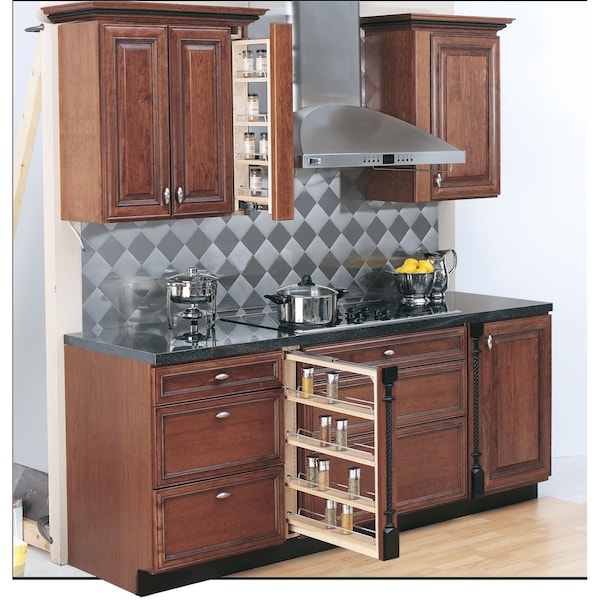 Rev-A-Shelf Maple Wood; Steel, Natural Maple, 3 in W, 30 in H, 23 in D - 432-BF-3C