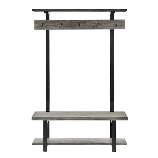 Alaterre Furniture Pomona Entryway Hall Tree with Bench, Shelves & Coat Hooks, Width: 48 - AMBA28SG
