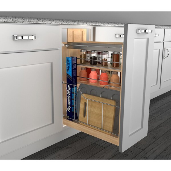 Rev-A-Shelf Maple Veneer, Light Brown, 3 in W, 23.93 in H, 20.75 in L, Light Brown - 448-BSKT-3C