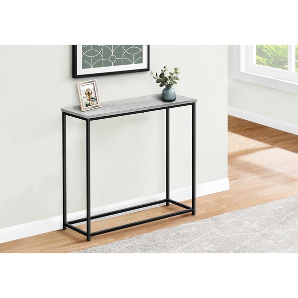 Monarch Specialties Accent Table, Console, Entryway, Narrow, Sofa, Living Room, Bedroom, Grey Laminate, Black Metal - I 2251