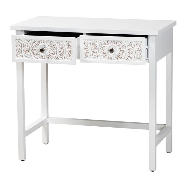 Baxton Studio Yelena Classic and Traditional White Finished Wood 2-Drawer Console Table - 236-13336-ZORO