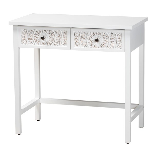 Baxton Studio Yelena Classic and Traditional White Finished Wood 2-Drawer Console Table - 236-13336-ZORO