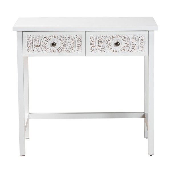 Baxton Studio Yelena Classic and Traditional White Finished Wood 2-Drawer Console Table - 236-13336-ZORO