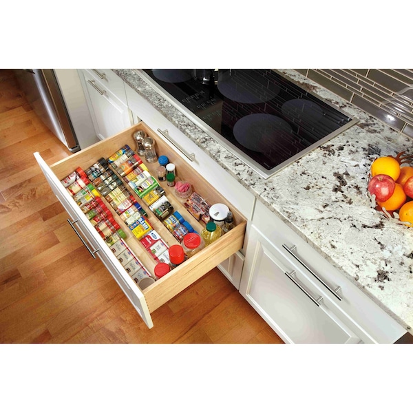 Rev-A-Shelf Drawer Insert, Maple Wood, Natural Maple, 22 in W, 1.55 in H, 19.75 in D - 4SDI-24