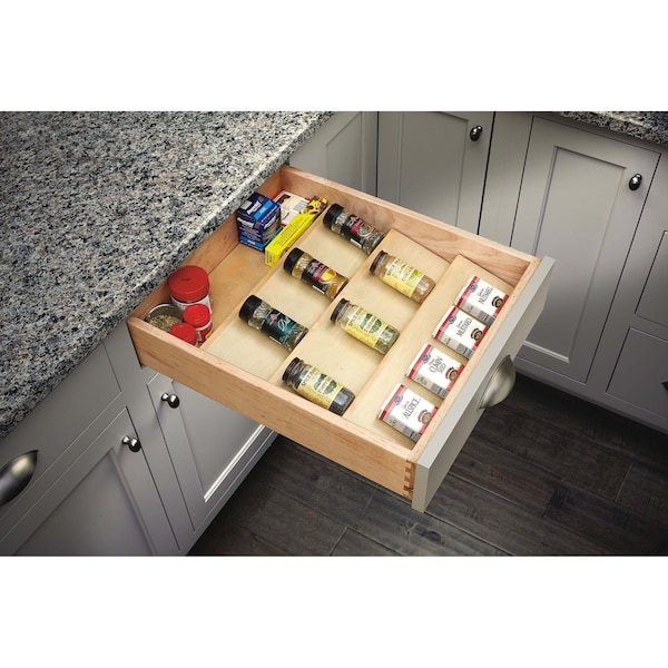 Rev-A-Shelf Drawer Insert, Maple Wood, Natural Maple, 22 in W, 1.55 in H, 19.75 in D - 4SDI-24
